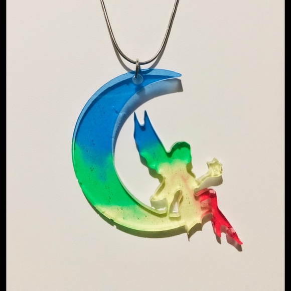 Handmade Autism Awareness colored Fairy necklace - Picture 3 of 7